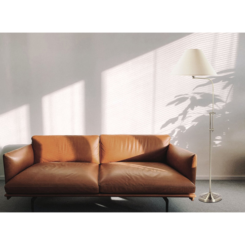 150W 3-Way Adjustable Height Floor Lamp in Brushed Steel