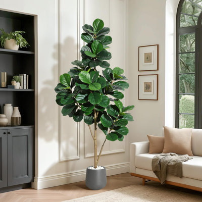 Ficus artificiel Lyrata avec pot de fleurs pour la décoration de salon de bureau à domicile