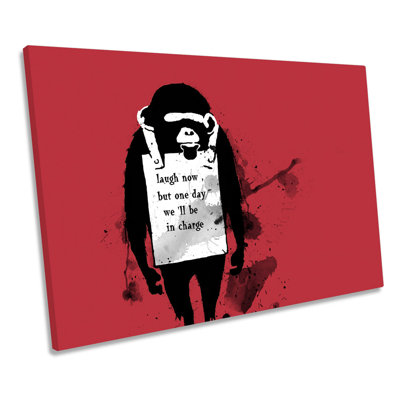Laugh Now Monkey by Banksy - Wrapped Canvas Graphic Art
