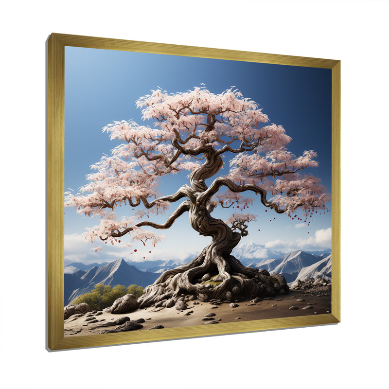 Bonsai, impression sur toile, érable japonais, Cadre doré simple, H 30 po x l 30 po x P 1 po