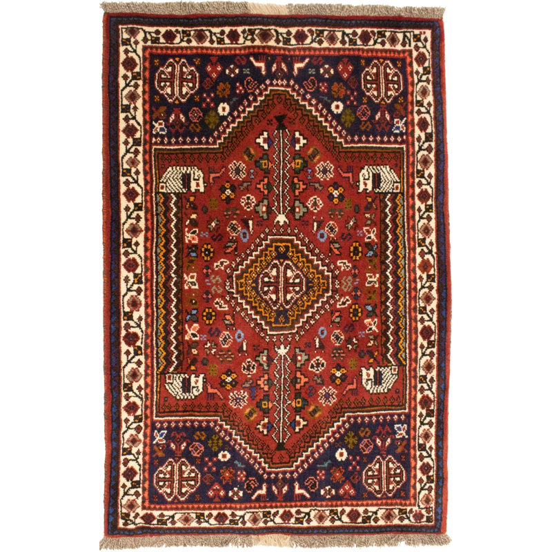 Tapis décoratif tribal de style oriental fait à la main 3 pi 6 po x 5 pi