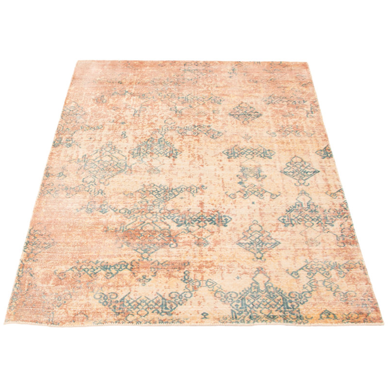 Tapis beige / bleu tissé à la main