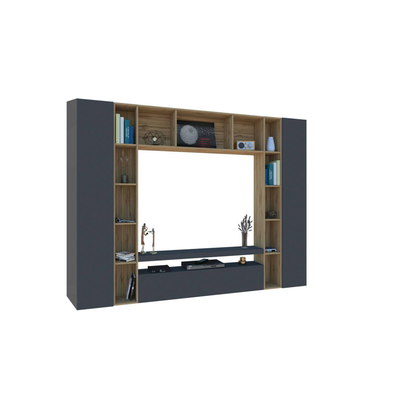 Mirre Rectangle Accent Cabinet, Anthracite/Oak