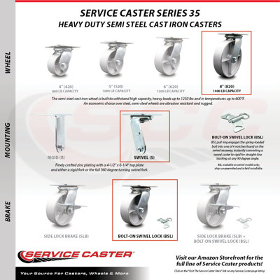 Heavy Duty Semi Steel Caster with Roller Bearing and Swivel Lock