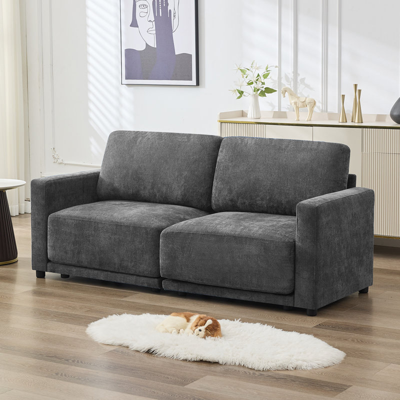 Causeuse à accoudoirs carrés 77,4 po, Gris
