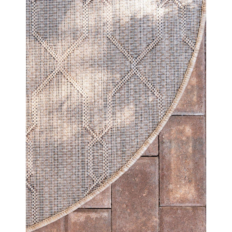 Tapis d'extérieur Preen couleur chameau, Rond 4 pi