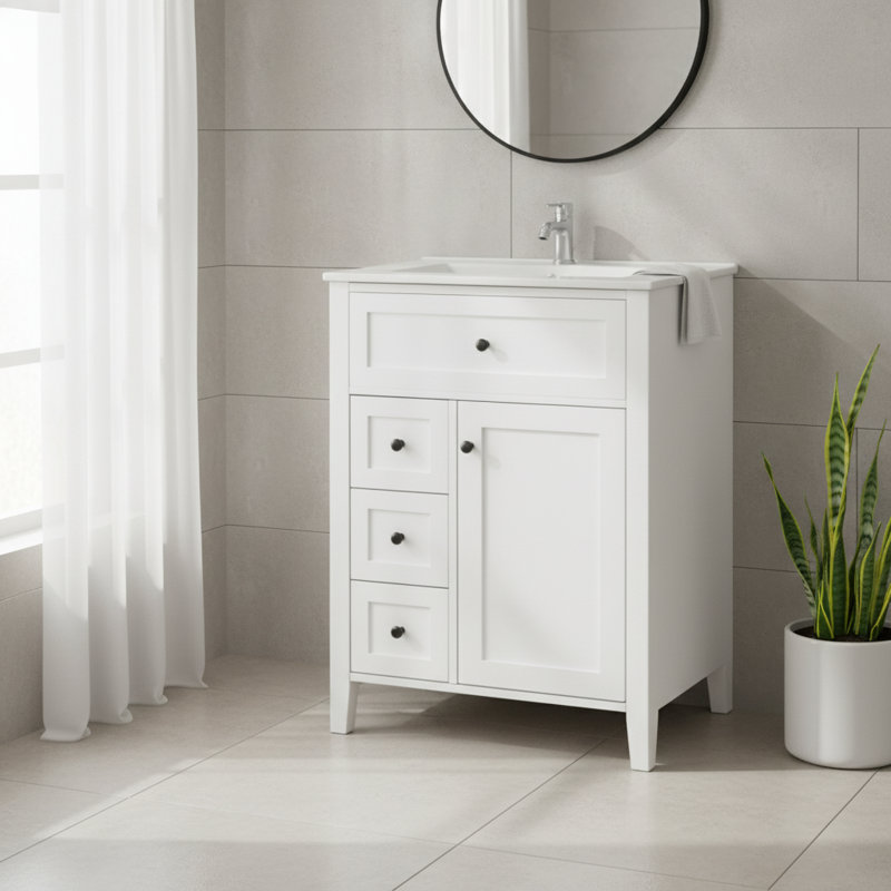 Meuble-lavabo moderne 24 po avec lavabo et armoire de rangement Modern