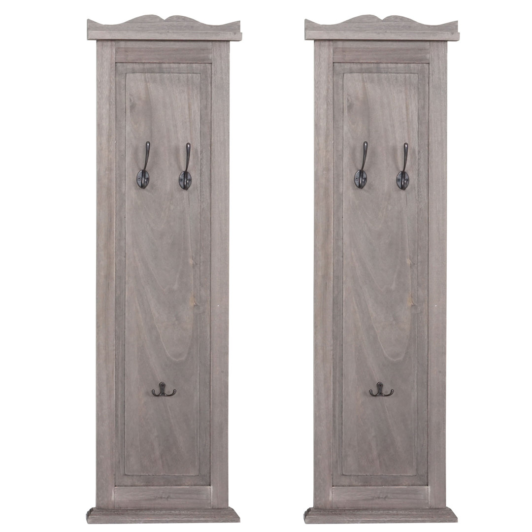 2Er-Set Garderobe T33, Wandgarderobe Garderobenpaneel, Wandhaken Holz 109X28x4cm