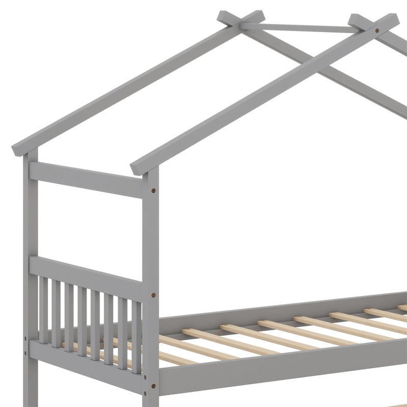 Lit en bois avec couchette, Gris