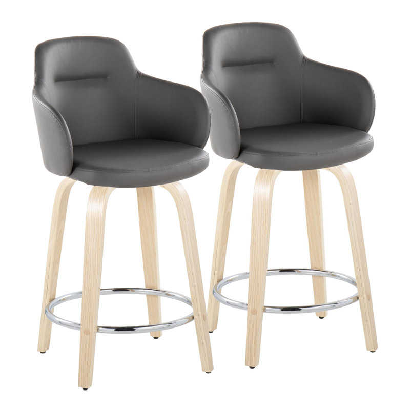 Tabouret de comptoir 24 po Boyne, Gris, Neutre / chrome