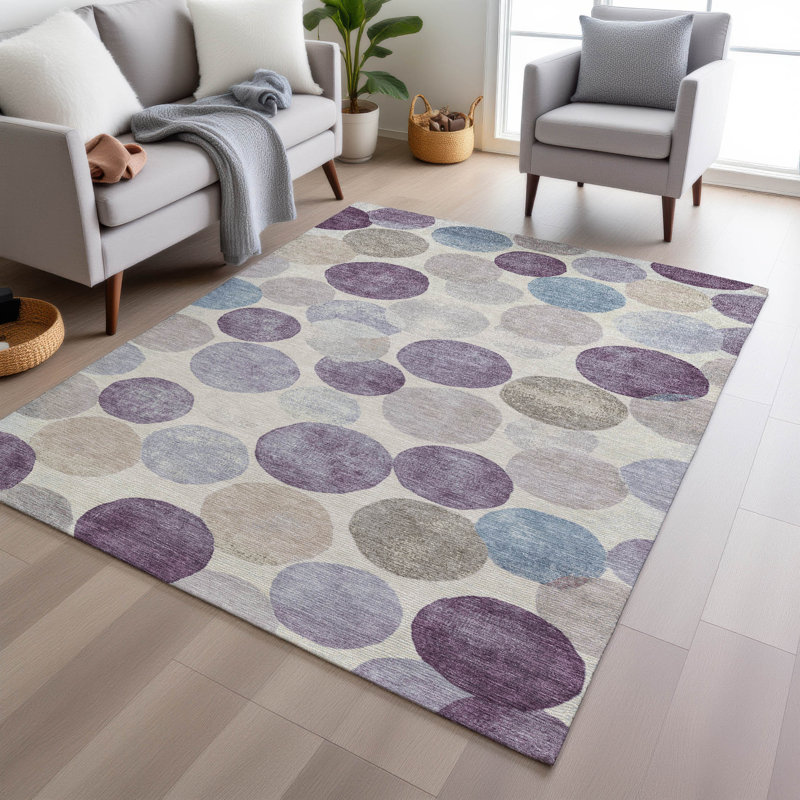 Machine Washable Indoor/Outdoor Xhevrie Plum Rug, Rectangle 10' x 14'