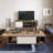 Modern Coffee Table with Metal Legs, Walnut & White, 47.2 x 17.9 x 23.6 inches | 100% Melamine Coated Particle Board, Thickness: 0.7 inches | Multiple Shelves, Wall-Mountable Design, Stylish & Functional for Living Room-624853550