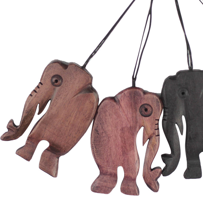 Ornement figurine suspendu en bois jaunt ébène jungle