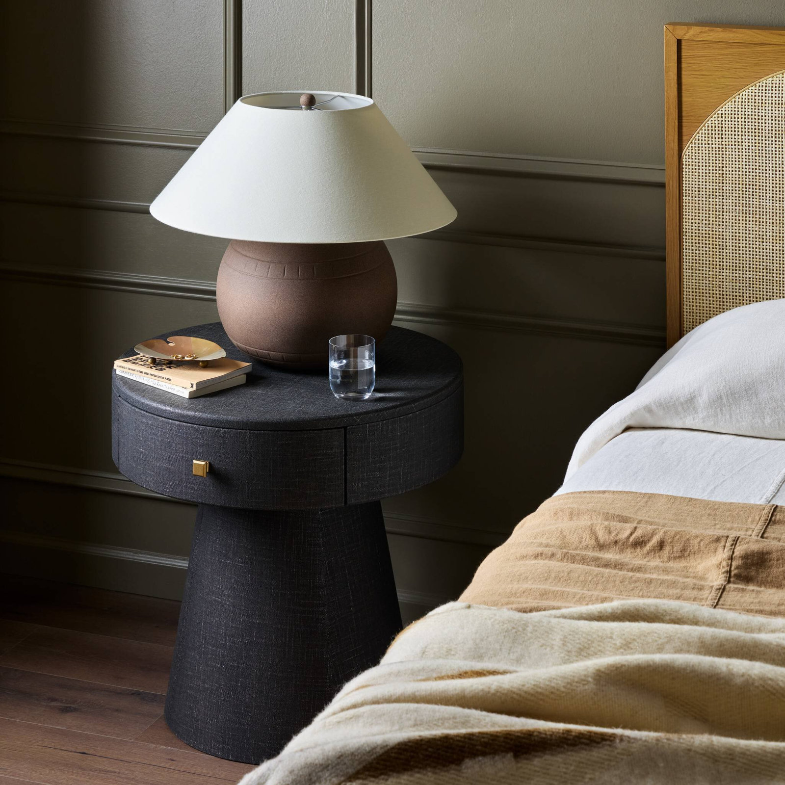 1-Drawer Novelty Nightstand, Black Linen