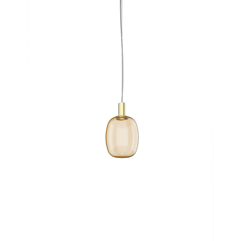 Riflesso 1 - Light Pendant, Amber Transparent, Matte Gold, 91" H x 7" W x 7" D