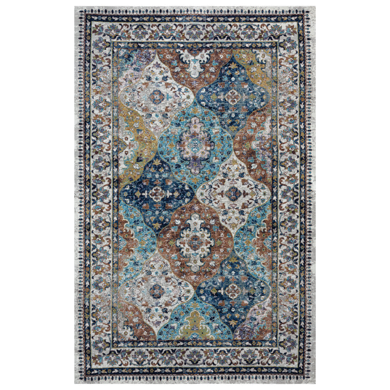 Tapis gris / bleu marine Glen Ellyn, Rectangle 8 pi 9 po x 11 pi 9 po