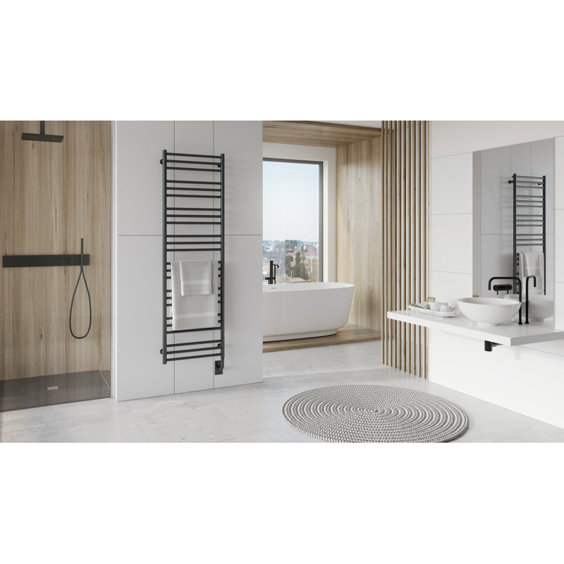 Porte-serviettes chauffant mural 19,5 po x 64 po Sorano, Nickel brossé, H 64 po x l 19,5 po x P 2,75 po