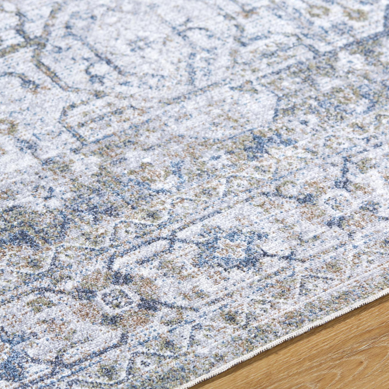 Janiaha Washable Oriental Indoor Rug, Round 6'7"