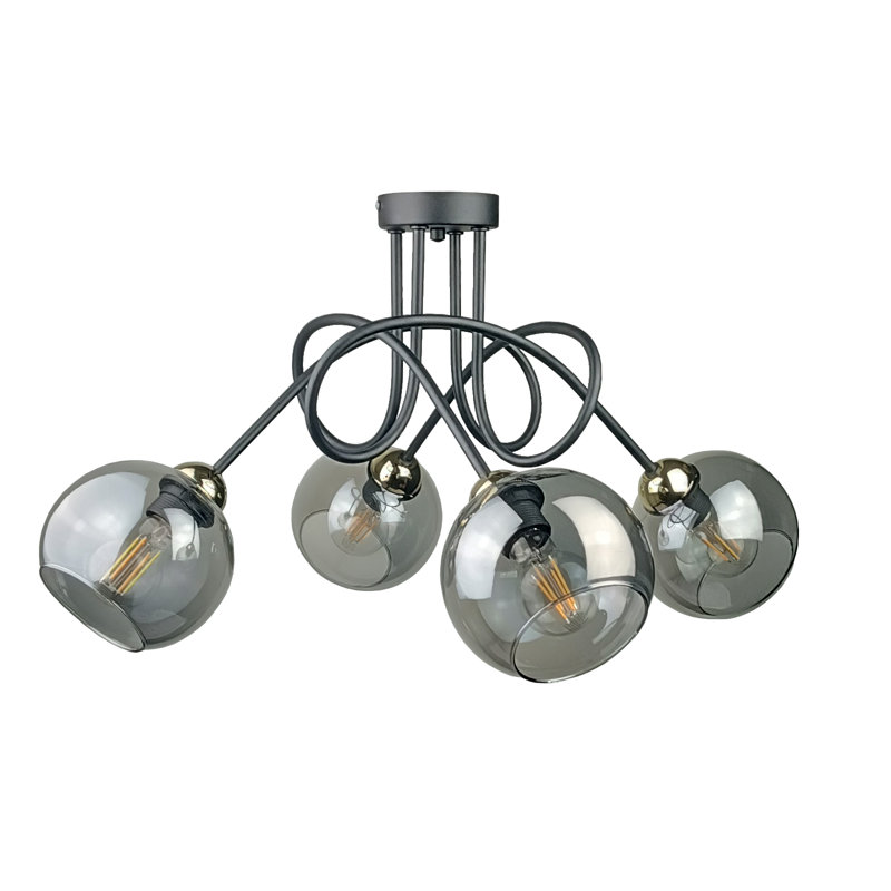 Betzie Glass Semi Flush Mount, Black/Gold