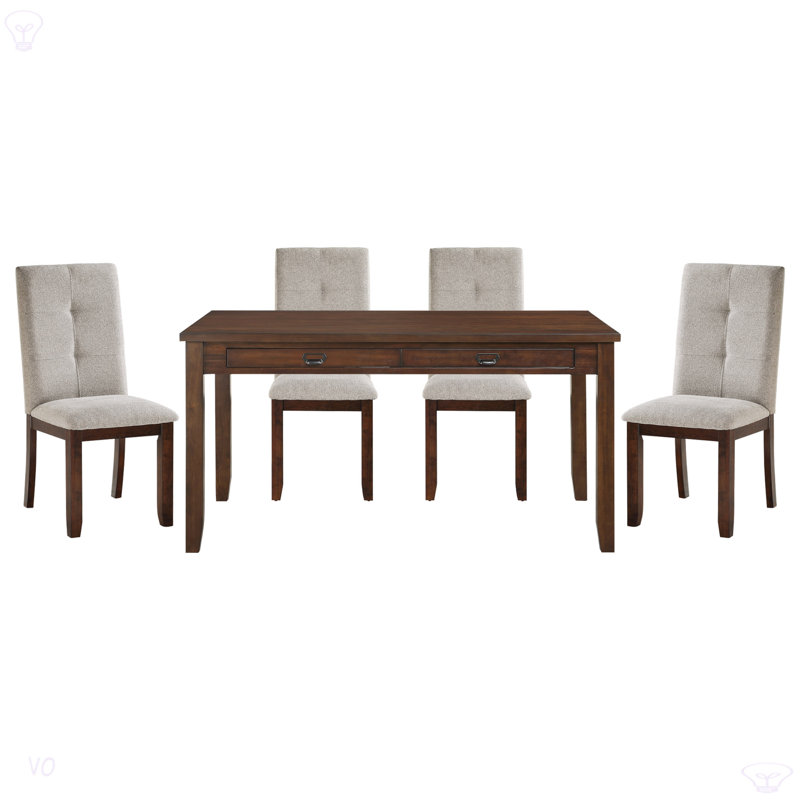 Ensemble de salle à manger 5 pièces et 4 chaises d'appoint en chenille avec tiroirs fonctionnels