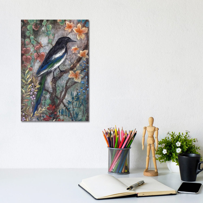 Magpie by Lisa Marie Kindley - Wrapped Canvas Painting, 20.32 cm H x 30.48 cm W