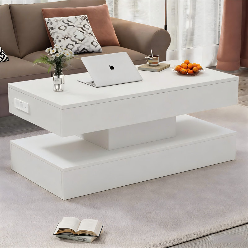 Table basse à plateau relevable Aroa, Blanc
