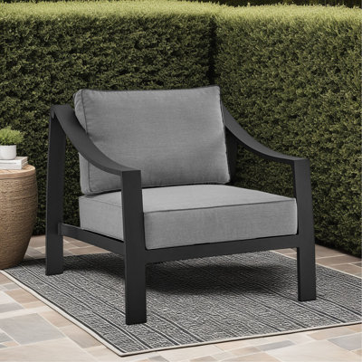 Chaise d'extérieur en aluminium noir et gris foncé Koda