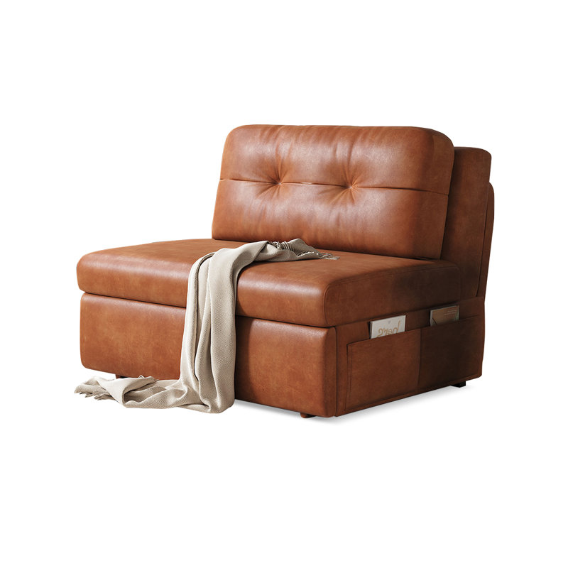 Canapé modulaire brun en similicuir avec rangement, H 33,86 po x l 39,37 po x P 31,5 po
