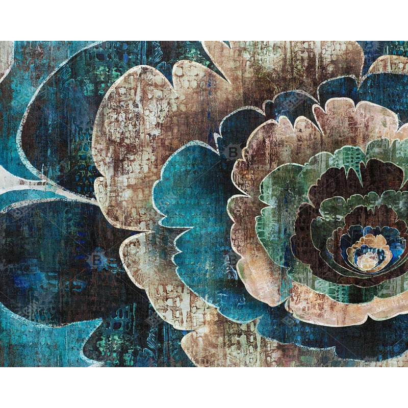 Blue Flower Montage - Turquoise Metal Print for Home Decor, 20" H x 16" W