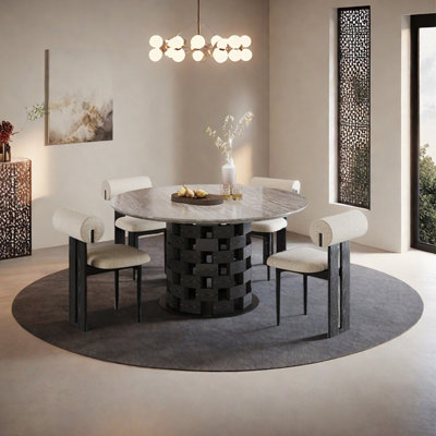 Ensemble de table de salle à manger en pierre frittée