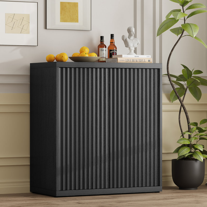 Buffet 31 po avec portes et tablettes, Noir