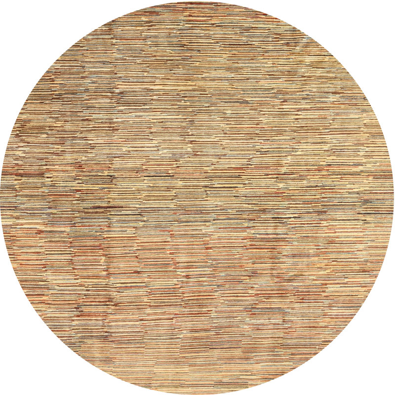 Tapis contemporain brun, Rond 5 pi