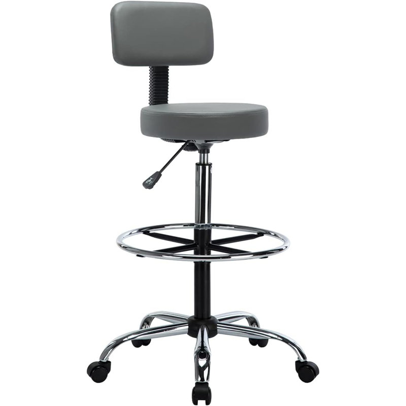 Miyana Comfy Adjustable Drafting Stool with Footrest, Adjustable Height, Gray