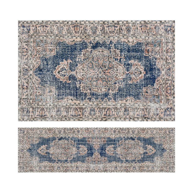 Non-Woven Thin Type Printed Rug with Elegant Floral Motifs for a Touch of Style in Your Living Room or Bedroom