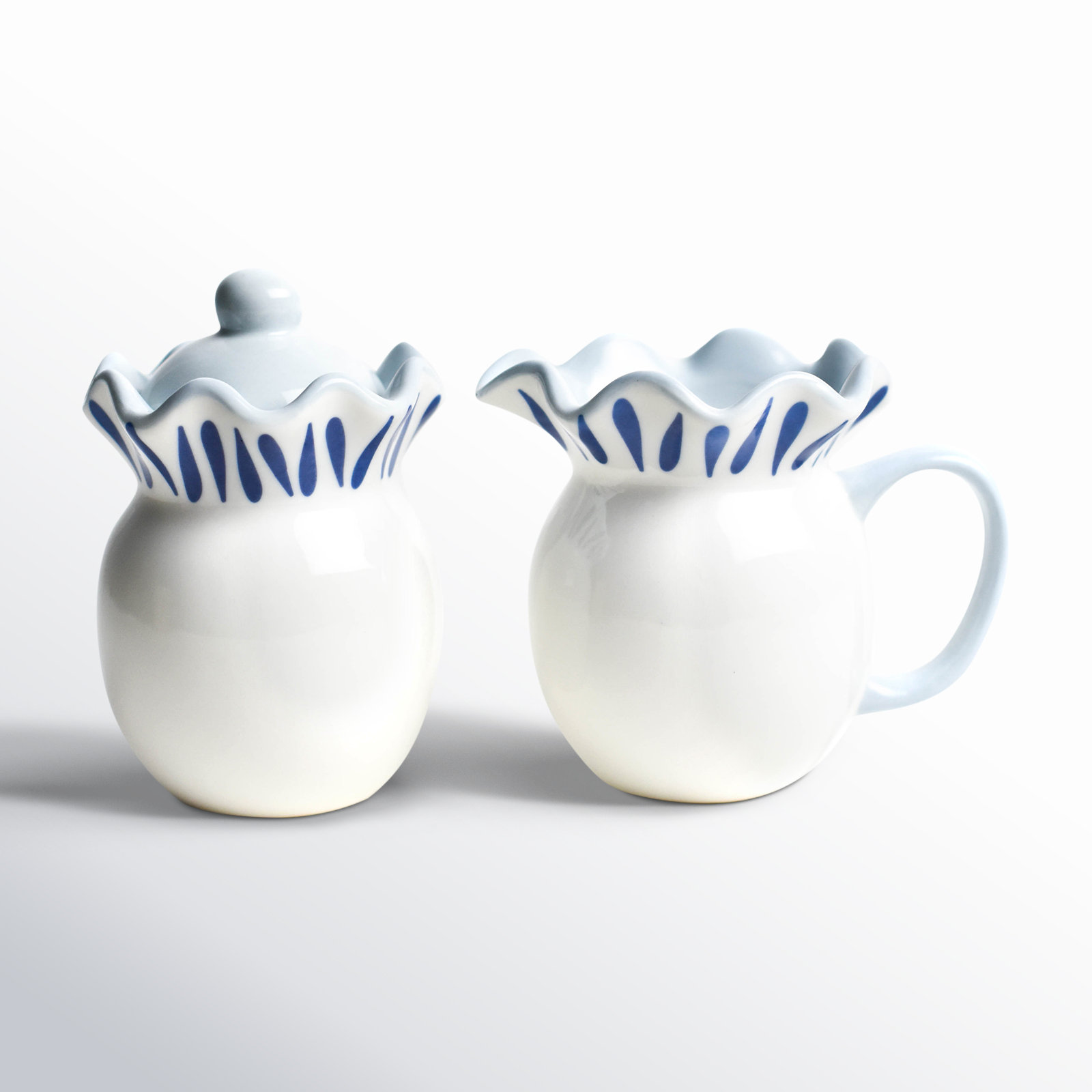 Iris Blue Ceramic Sugar And Creamer Set