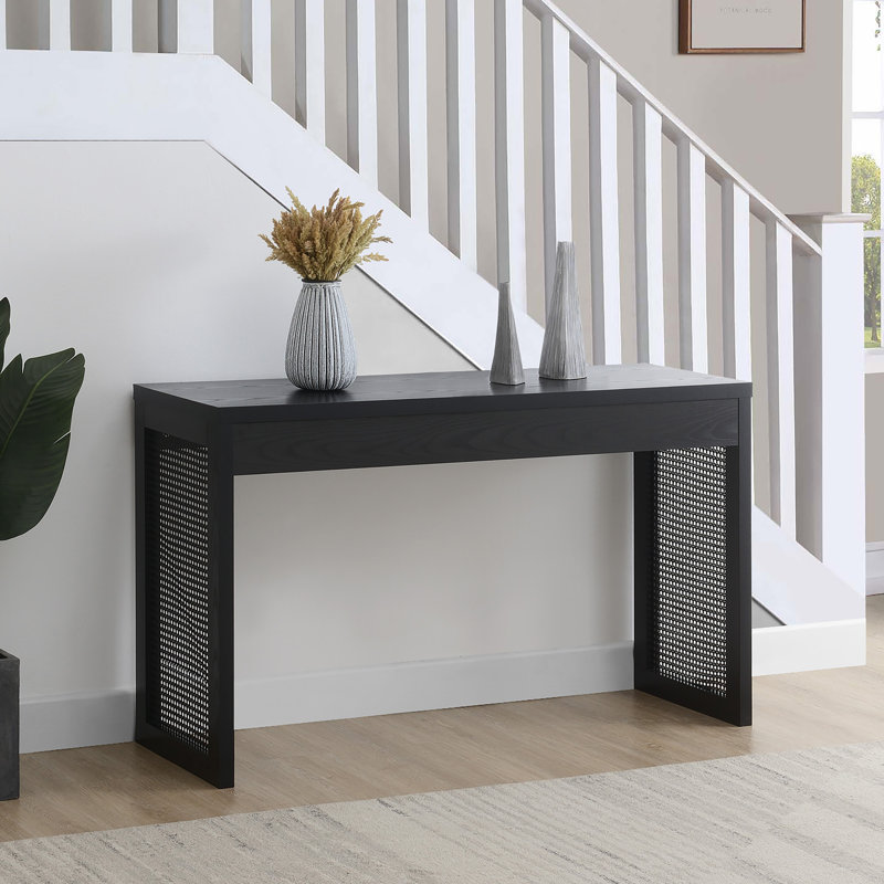Brandasia Weave Hall Console Table/Desk, Black