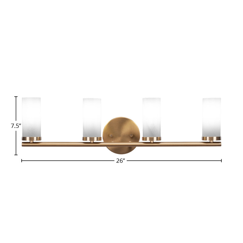 Annalucia 4 Light Bath Bar Shown With 2.5” White Marble Glass, Brun
