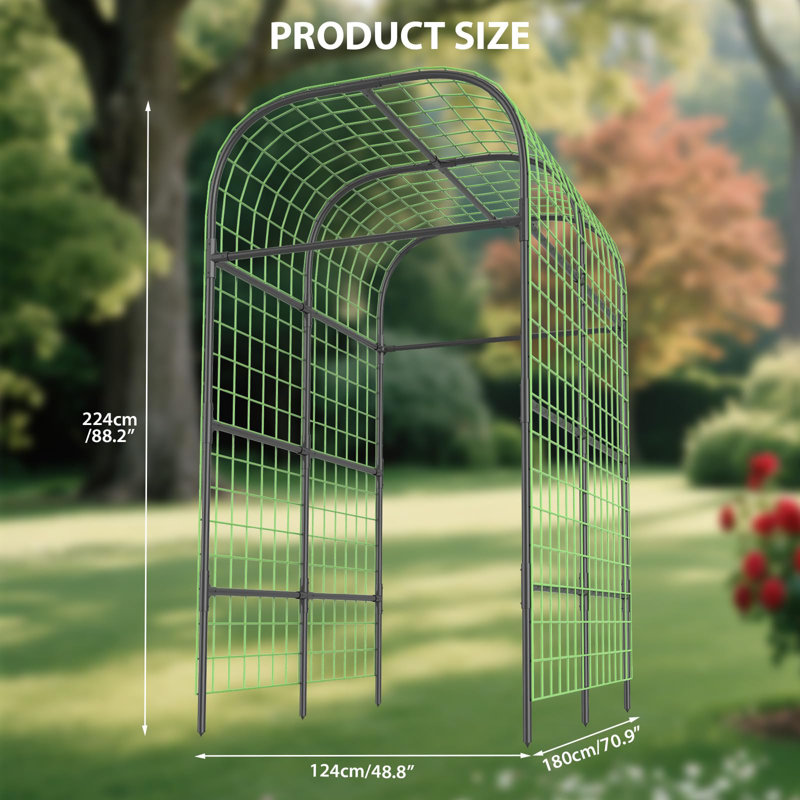 Treillage pour jardin surélevé en métal de 7,3 pi pour supports surélevés, support de plante noire pour concombres, haricots et légumes grimpants