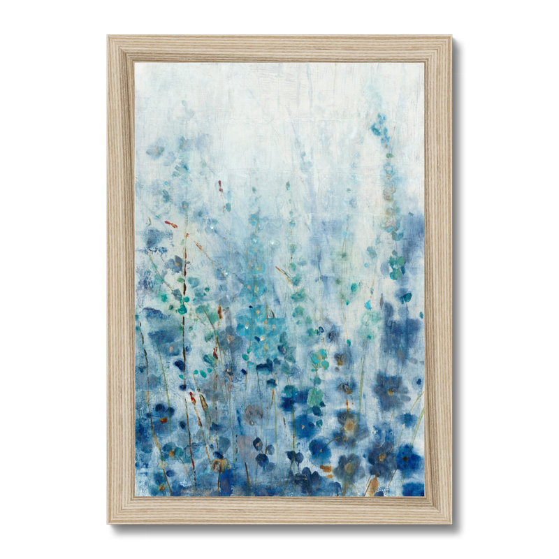 Misty Blooms I - Painting, 34cm H x 24cm W, Natural Wood Single Picture Framed Paper