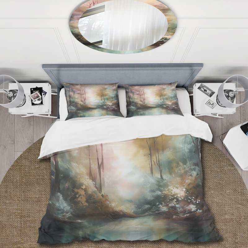 Whimsical Stream BeddingMicrofiber / Polyester Duvet Cover Set, King Duvet Cover + 2 King Shams