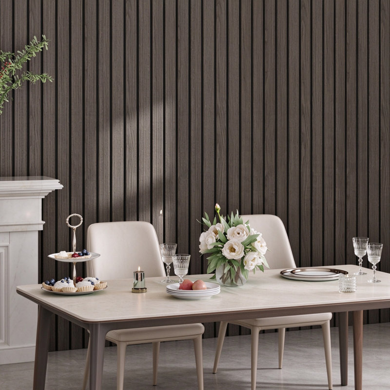 Brown Wood Effect 3D Peel and Stick PVC Wall Panels, Flexible Waterproof Foam Wall Cladding, Self-Adhesive Decorative Wall Panelling for Living Room, Kitchen & Bathroom