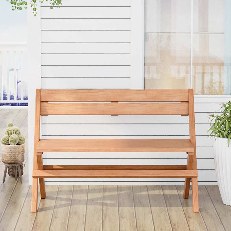 Banc pliable en bois de teck rouge de Lashari Indonésie Red Barrel Studio®