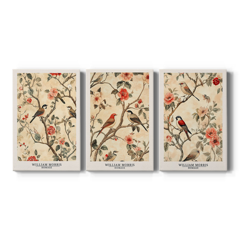 Ensemble de 3 toiles tendues sur mesure de la série L III de Wm Morris - III, H 12 po x l 24 po