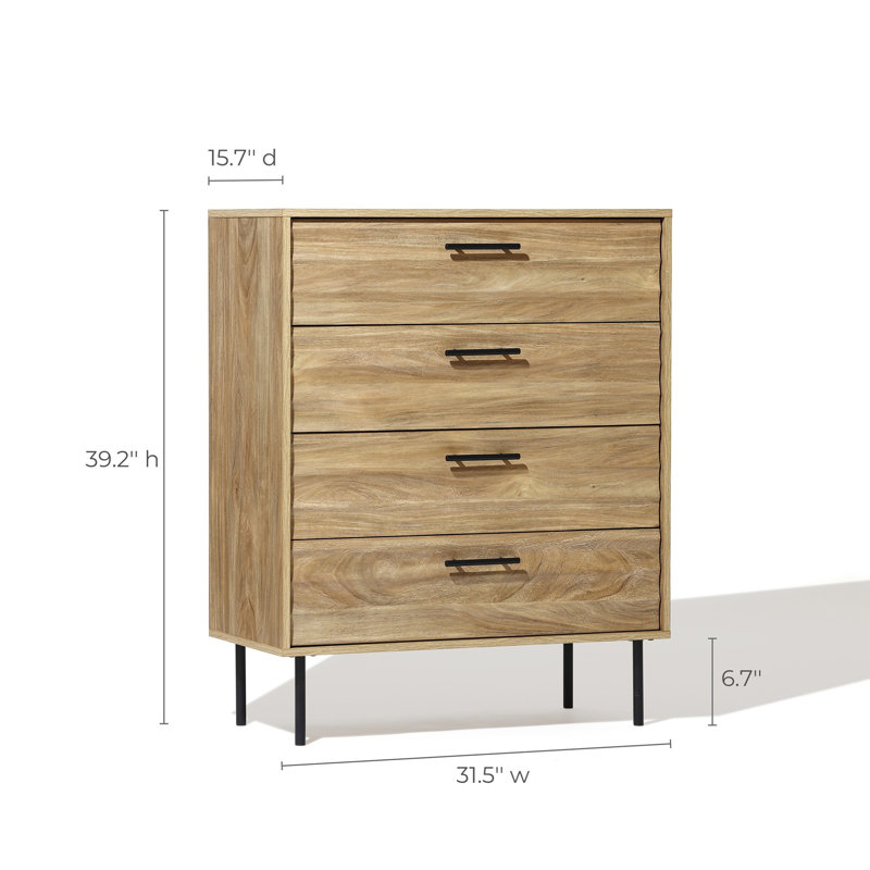 Mid-Century Modern Wave 4-Drawer 31.5-Inch Wide Accent Chest