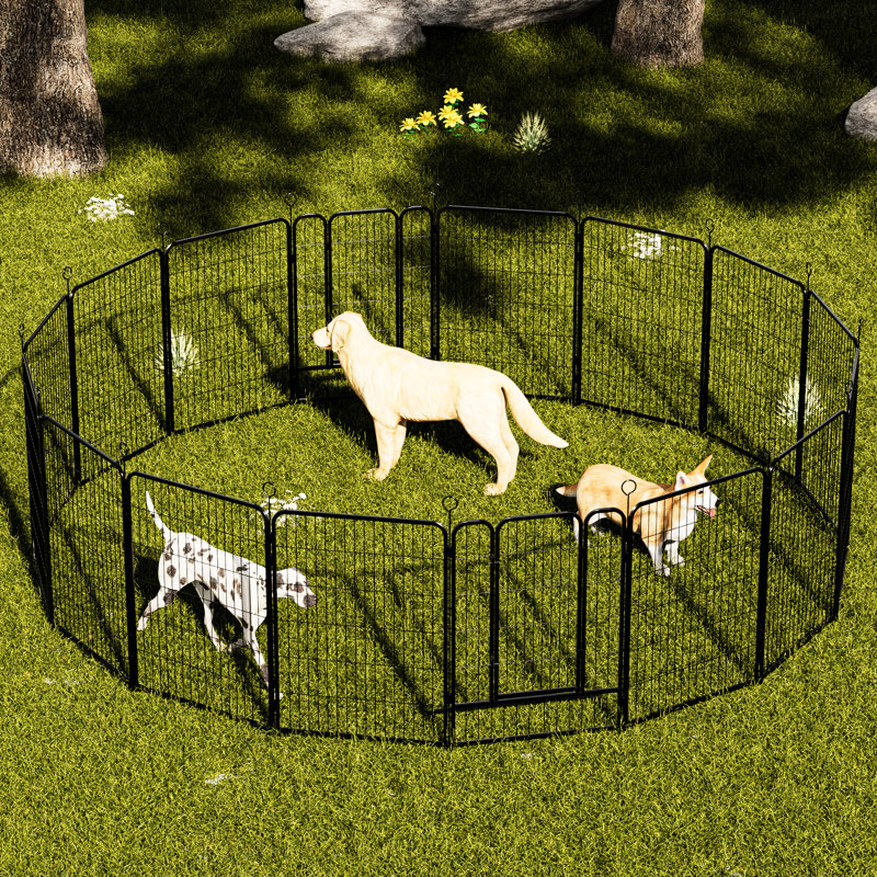 Parc pour chien de 40 po en métal très haut très résistant, 40 panneaux avec barrière autobloquante, forme réglable, rouille, clôture à assemblage rapide, gravité automatique pour l'intérieur et l'extérieur, aménagement,