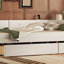 Grand lit plateforme tapissier avec port USB et 2 tiroirs (lit)