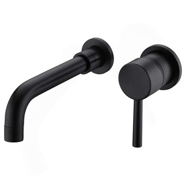 Wall Mount Single Handle Bathroom Faucet Matte Black