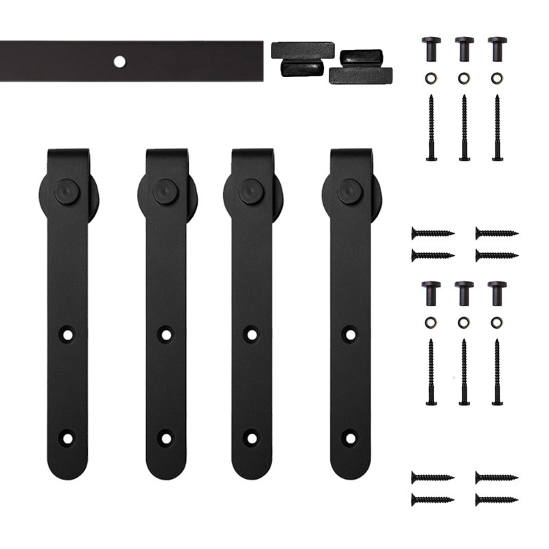 Ensemble de quincaillerie pour porte de grange à crochet double standard (porte non incluse), Noir, 48 po