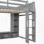 Lit mezzanine en bois avec bureau, tablettes multiples, DEL et portemanteau suspendu