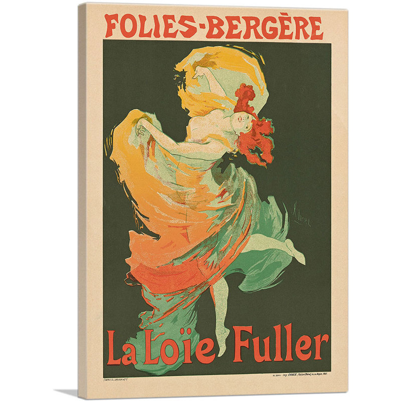 «Loie Fuller at the Folies Bergere 1893» par Jules Cheret - reproduction d'art sur toile tendue